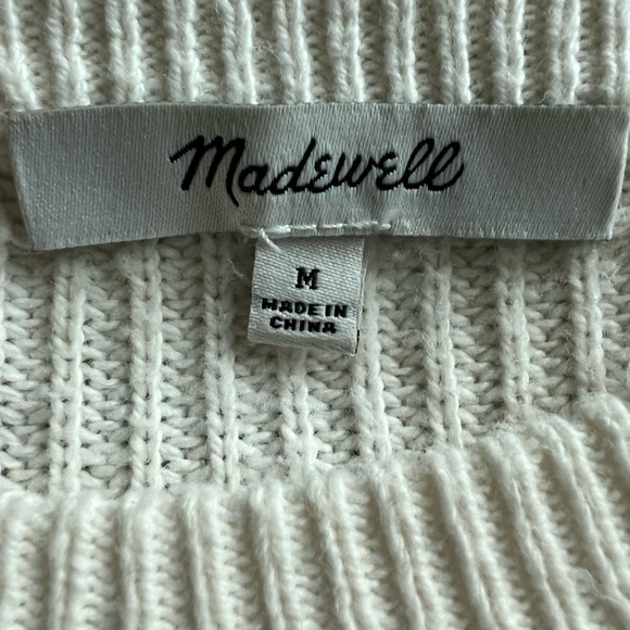 Madewell NWOT Beautiful Cream Cotten Navy Striped Long Sleeve‎ Sweater SZ medium - Picture 3 of 5